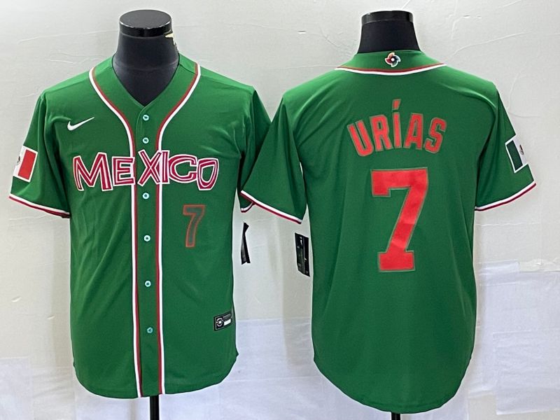 Men 2023 World Cub Mexico #7 Urias Green orange Nike MLB Jersey4